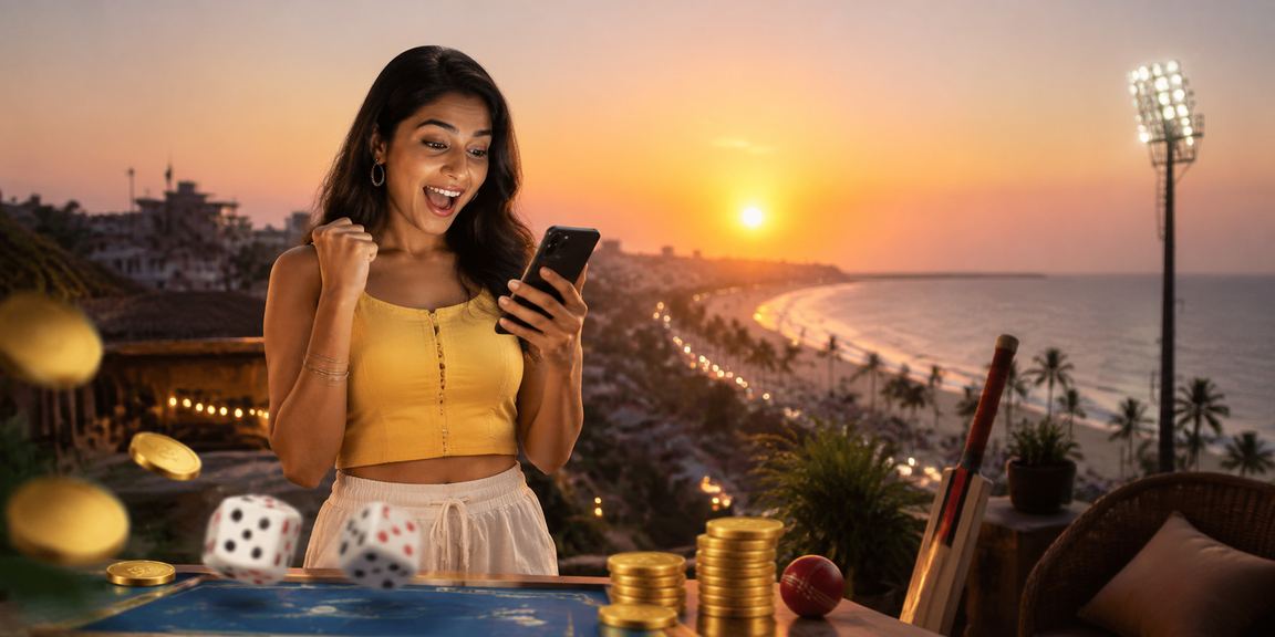 Goa beach cricket betting at sunset