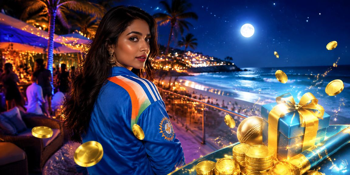 Evening cricket betting in Goa with blue and gold theme