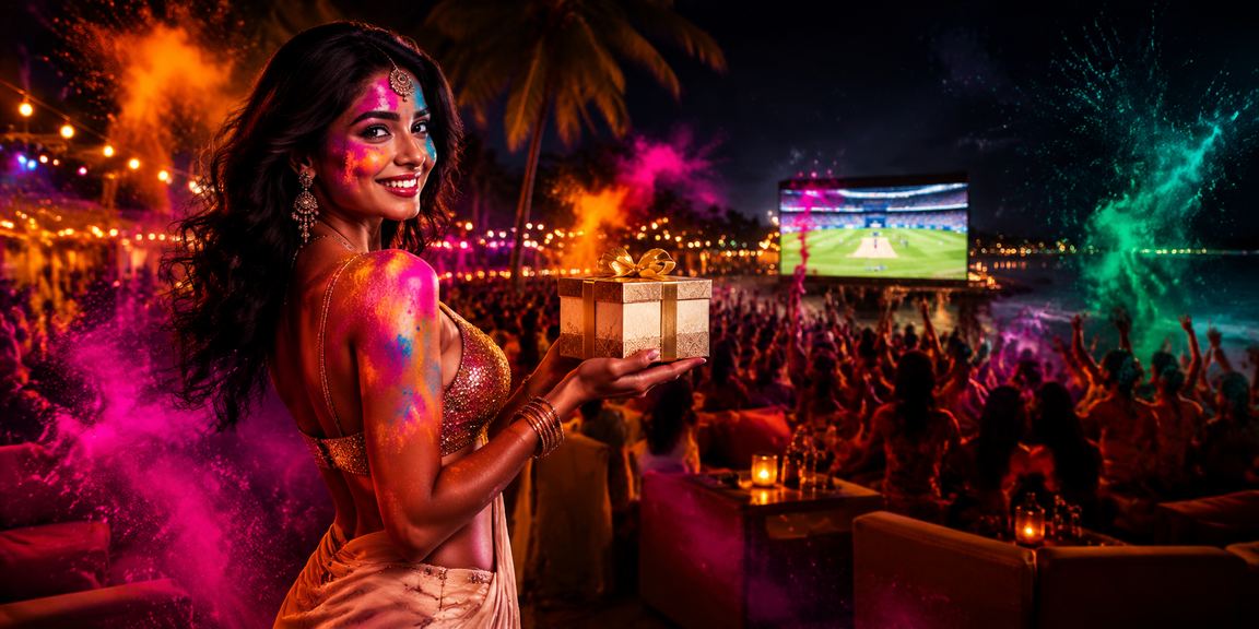 Players celebrating Holi and enjoying Rummy games in Goa